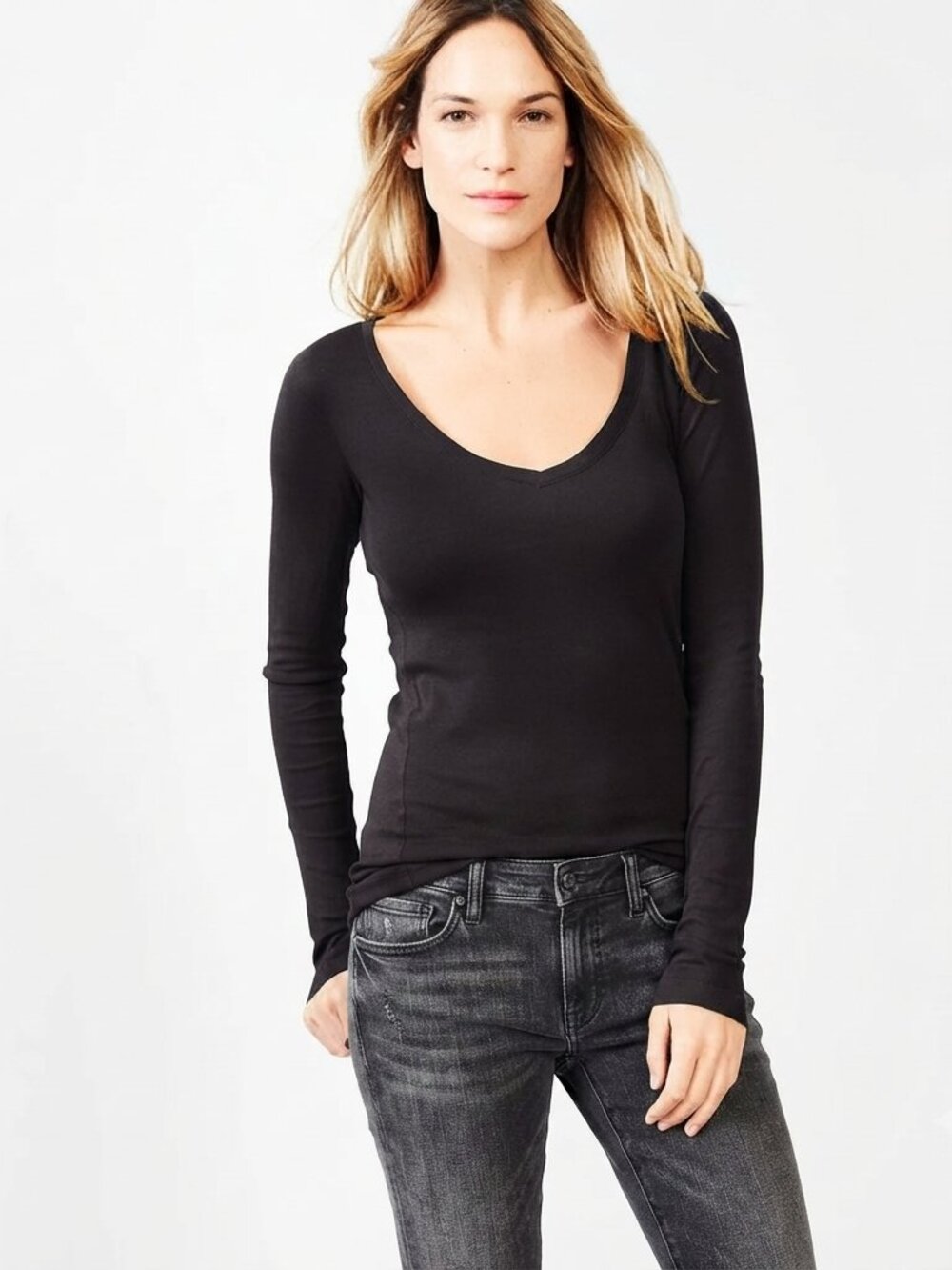 Gap Featherweight Cotton Modal Long Sleeve V-Neck T-Shirt XXL